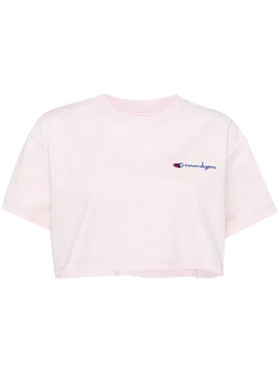 Ground Zero Logo-embroidered Cropped T-shirt In 粉色