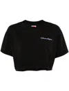 Ground Zero Logo-embroidered Cropped T-shirt In Black