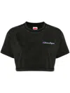 Ground Zero Logo-embroidered Cropped T-shirt In 黑色