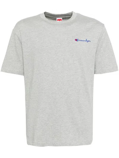 Ground Zero Logo Print Cotton T-shirt In Grey