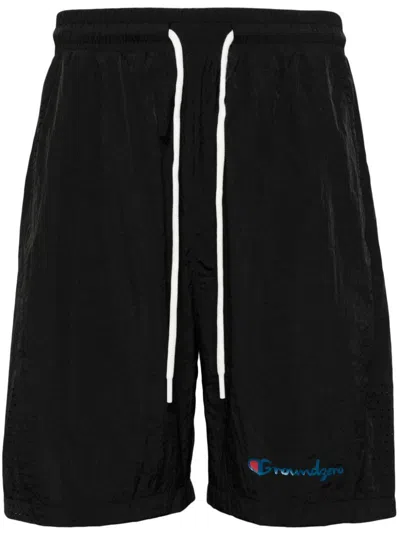 Ground Zero Logo Print Running Shorts In 黑色