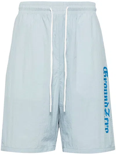 Ground Zero Logo Print Running Shorts In Blue