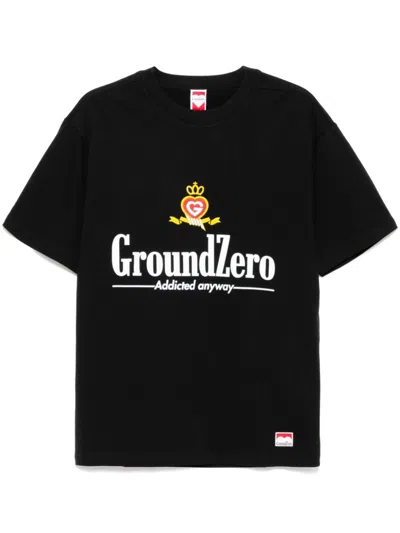Ground Zero Logo Print T-shirt In Black