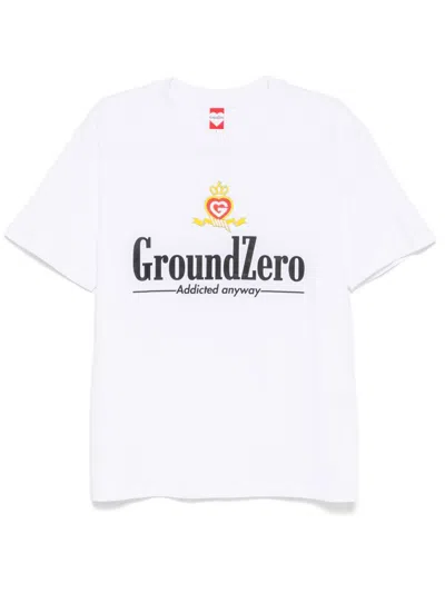 Ground Zero Logo Print T-shirt In White