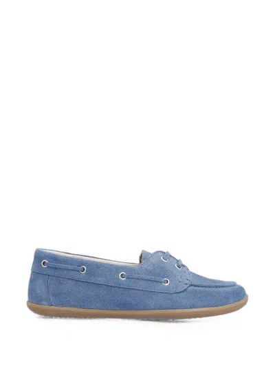 Groundies Bay Lace-up Suede Moccasins In Blue