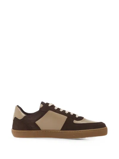 Groundies Hamptons Panelled Leather Sneakers In Brown