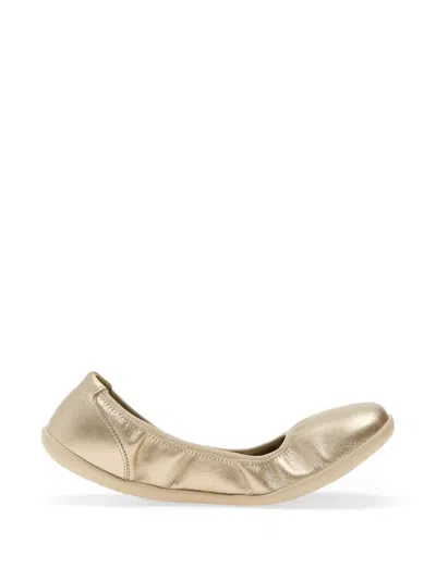 Groundies Metallic-effect Elasticated Ballet Flats In Gold