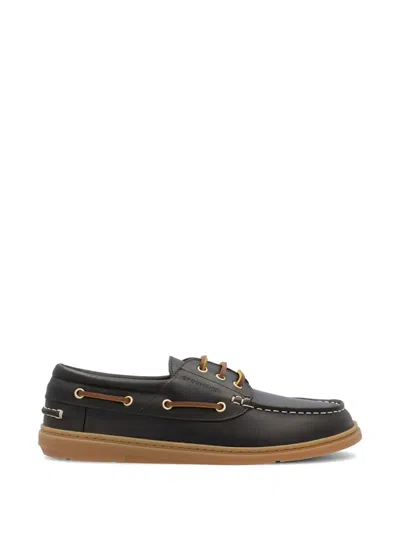 Groundies Tide Lace-up Boat Shoes In Black