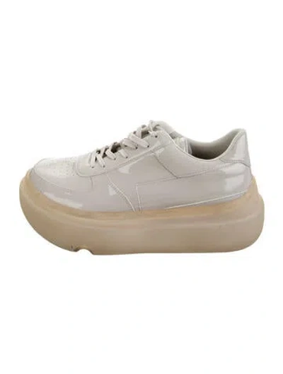 Pre-owned Grounds Patent Leather Chunky Sneakers In Grey
