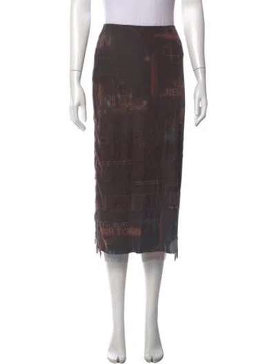 Pre-owned Grover Rad Graphic Print Midi Length Skirt In Brown