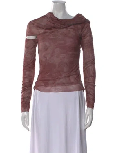 Pre-owned Grover Rad Printed Cowl Neck Top W/ Tags In Pink