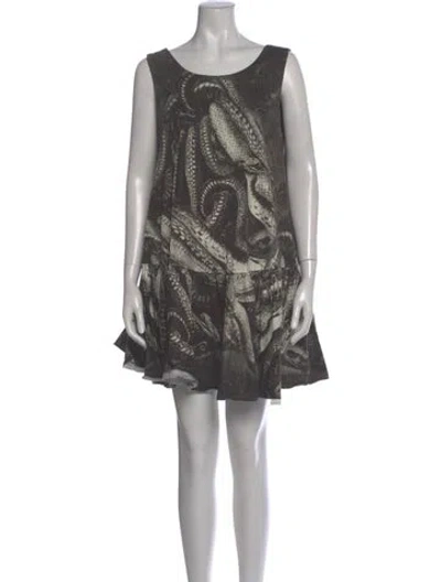 Pre-owned Grover Rad Printed Mini Dress In Gray