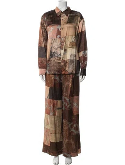 Pre-owned Grover Rad Printed Pant Set In Brown