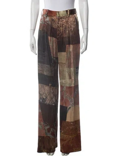 Pre-owned Grover Rad Printed Wide Leg Pants In Brown