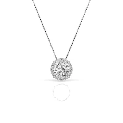 Grown Gorgeous Lab Grown Beautiful Pendant 14k White Gold Necklace 3/4 Ctw Certified (f Vs2)