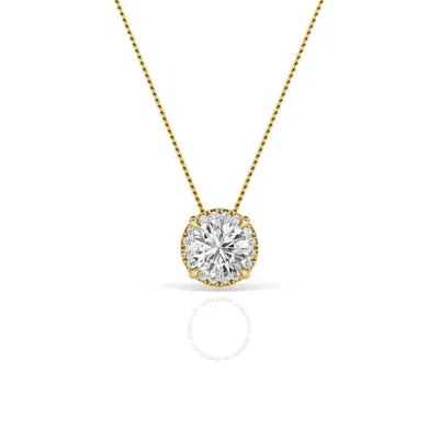 Grown Gorgeous Lab Grown Beautiful Pendant 14k Yellow Gold Necklace 3/4 Ctw Certified (f Vs2)