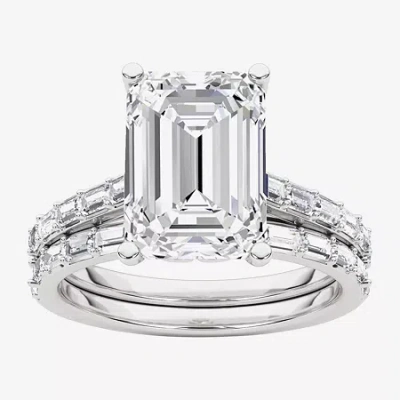 Grown Gorgeous Womens 4 Ct. T.w. Lab Grown White Diamond 14k Gold Or Platinum Emerald-cut Side Stone Bridal Set