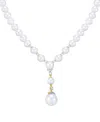 Grown With Love Cultured Freshwater Pearl (6-10mm) & Lab Grown Diamond (3/8 Ct. T.w.) Lariat Necklace In 14k Gold, 1 In White