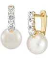 Grown With Love Cultured Freshwater Pearl (7-1/2mm) & Lab Grown Diamond (3/8 Ct. T.w.) Small Hoop Earrings In 14k Go