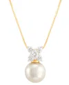 Grown With Love Cultured Freshwater Pearl (8-1/2mm) & Lab Grown Diamond (1/3 Ct. T.w.) Cluster 18" Pendant Necklace In Gold