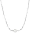 Grown With Love Cultured Freshwater Pearl (8mm) & Lab-grown Diamond (2-3/4 Ct. T.w.) Collar Necklace In 14k White Go In White Gold