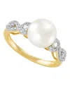 Grown With Love Cultured Freshwater Pearl (9-9.5mm) And Lab Grown Diamond Ring (1/3 Ct. T.w.) In 10k Yellow Gold In Gold