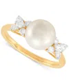 Grown With Love Cultured Freshwater Pearl (9mm) & Lab Grown Diamond (1/3 Ct. T.w.) Ring In 14k Gold In Gold