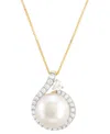 Grown With Love Cultured Ming Pearl (10mm) & Lab Grown Diamond (3/8 Ct. T.w.) 18" Pendant Necklace In 14k Gold In Gold