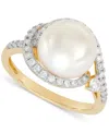Grown With Love Cultured Ming Pearl (10mm) & Lab Grown Diamond (3/8 Ct. T.w.) Ring In 14k Gold In Gold