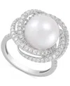 Grown With Love Cultured Ming Pearl (11mm) & Lab Grown Diamond (3/4 Ct. T.w.) Love Knot Ring In 14k White Gold In White