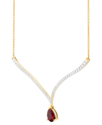 Grown With Love Emerald (1-1/2 Ct. T.w.) & Lab Grown Diamond (1 Ct. T.w.) Fancy 18" Pendant Necklace In 14k Gold (al In Ruby