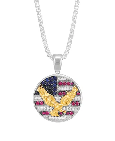 Grown With Love Lab Grown Diamond (1/4 Ct. T.w.) & Created Ruby (3/8 Ct. T.w.) Pendant Necklace In 14k Yellow Gold O In Sterling Silver
