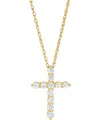 Grown With Love Lab Grown Diamond Cross Pendant Necklace (1 Ct. T.w.) In 14k White Or Yellow Gold, 16" + 2" Extender In Yellow Gold