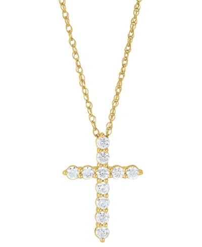 Grown With Love Lab Grown Diamond Cross Pendant Necklace (1 Ct. T.w.) In 14k White Or Yellow Gold, 16" + 2" Extender