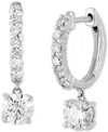 Grown With Love Lab Grown Diamond Dangle Small Hoop Earrings (1-1/2 Ct. T.w.) In 14k White Gold In White Gold