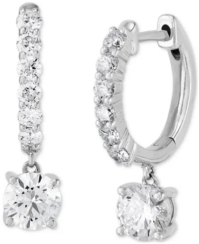 Grown With Love Lab Grown Diamond Dangle Small Hoop Earrings (1-1/2 Ct. T.w.) In 14k White Gold