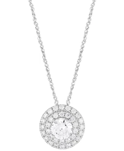 Grown With Love Lab Grown Diamond Double Halo Pendant Necklace (1-1/2 Ct. T.w.) In 14k White Or Yellow Gold, 16" + 2 In White Gold