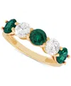 Grown With Love Lab Grown Emerald (1-1/3 Ct. T.w.) & Lab Grown Diamond (1 Ct. T.w.) Five Stone Ring In 14k Gold (als In Emerald