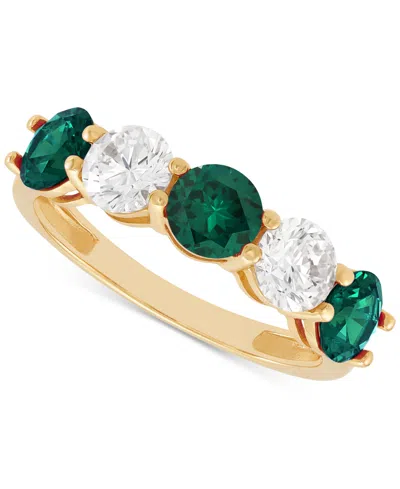 Grown With Love Lab Grown Emerald (1-1/3 Ct. T.w.) & Lab Grown Diamond (1 Ct. T.w.) Five Stone Ring In 14k Gold (als