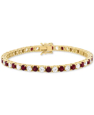 Grown With Love Lab Grown Emerald (4-5/8 Ct. T.w.) & Lab Grown Diamond (4-1/2 Ct. T.w.) Tennis Bracelet In 14k Gold In Ruby