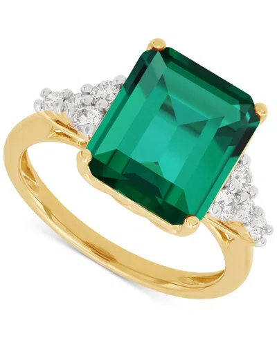Grown With Love Lab Grown Gemstone & Lab Grown Diamond (1/3 Ct. T.w.) Ring In 14k Gold In Emerald