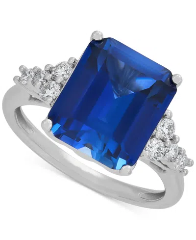 Grown With Love Lab Grown Gemstone & Lab Grown Diamond (1/3 Ct. T.w.) Ring In 14k Gold In Sapphire