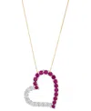Grown With Love Lab Grown Ruby (2 Ct. T.w.) & Lab Grown Diamond (1 Ct. T.w.) Heart 18" Pendant Necklace In 14k Gold In Ruby