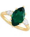 Grown With Love Lab Grown Ruby (3-1/3 Ct. T.w.) & Lab Grown Diamond (1/2 Ct. T.w.) Marquise Ring In 14k Gold (also I In Emerald