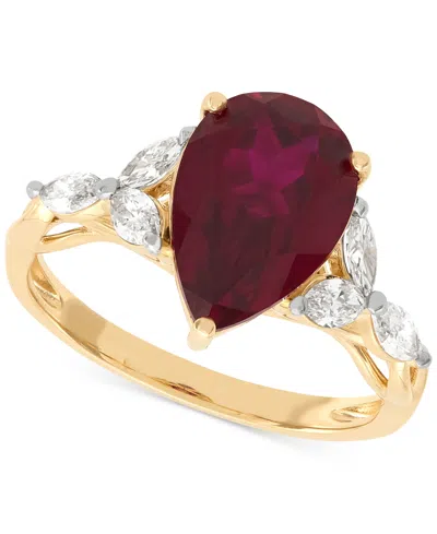 Grown With Love Lab Grown Ruby (3-5/8 Ct. T.w.) & Lab Grown Diamond (1/2 Ct. T.w.) Pear Ring In 14k Gold Or White Go