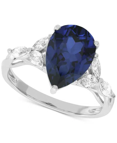 Grown With Love Lab Grown Ruby (3-5/8 Ct. T.w.) & Lab Grown Diamond (1/2 Ct. T.w.) Pear Ring In 14k Gold Or White Go In Sapphire