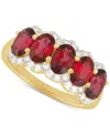 Grown With Love Lab Grown Sapphire (3-1/4 Ct. T.w.) & Lab Grown Diamond (1/3 Ct. T.w.) Five Stone Oval Ring In 14k W In Ruby