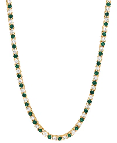 Grown With Love Lab Grown Sapphire (3-3/4 Ct. T.w.) & Lab Grown Diamond (2-1/2 Ct. T.w.) Tennis Necklace In 14k Whit In Emerald