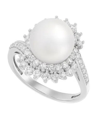 Grown With Love Lab-grown Diamond And White Ming Pearl Ring (3/4 Ct. T.w.) In Sterling Silver