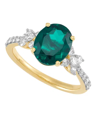 Grown With Love Lab-grown Ruby (3-1/2 Ct. T.w.) & Lab-grown Diamond (1/2 Ct. T.w.) Ring In 14k Yellow Gold In Lab-grown Emerald